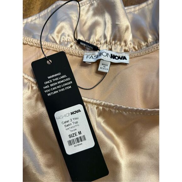 Satin One Shoulder Long sleeved ruched top Taupe size medium - Picture 3 of 6